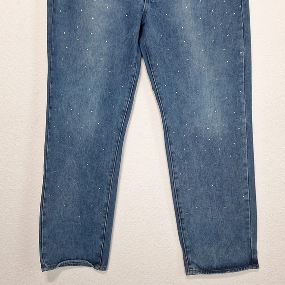 Rebecca Minkoff "NEW" Preppy Rhinestone Studded Boho Straight Leg Jeans Size 10 - Picture 4 of 10